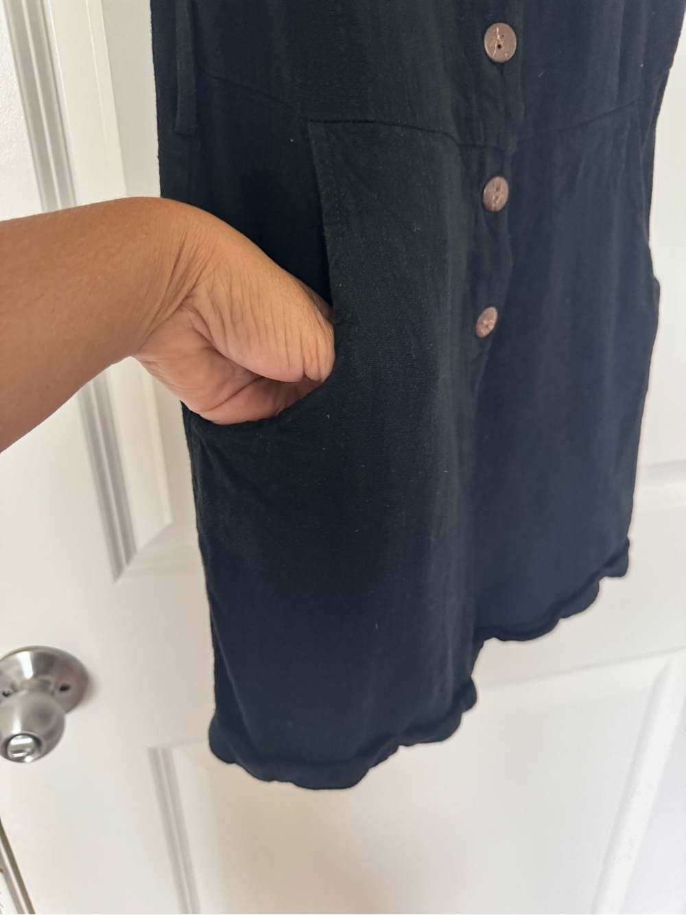 Nicely used: Black Button-Front Romper size S - Picture 3 of 4